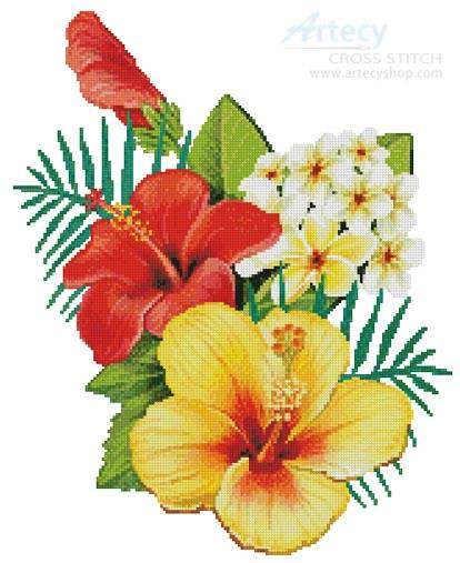 cross stitch pattern Hibiscus Arrangement 2