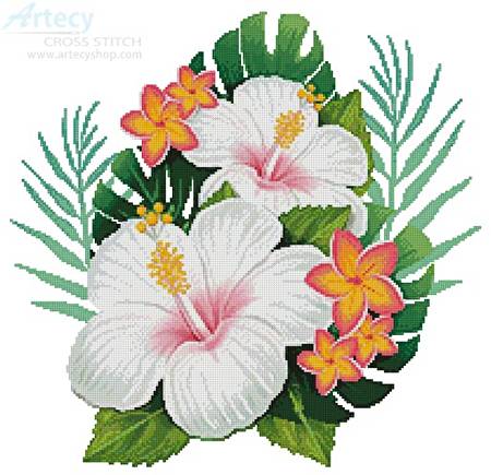cross stitch pattern Hibiscus Arrangement 4