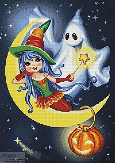 cross stitch pattern Halloween Friends