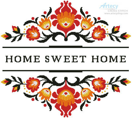 cross stitch pattern Home Sweet Home Polish Folk Art Design 1