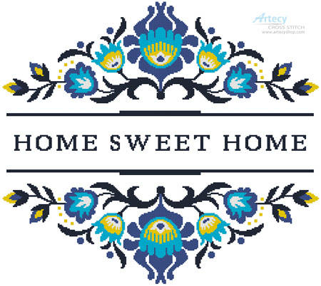 cross stitch pattern Home Sweet Home Polish Folk Art Design 2