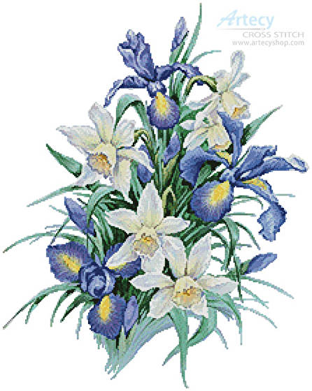 cross stitch pattern Irises Painting