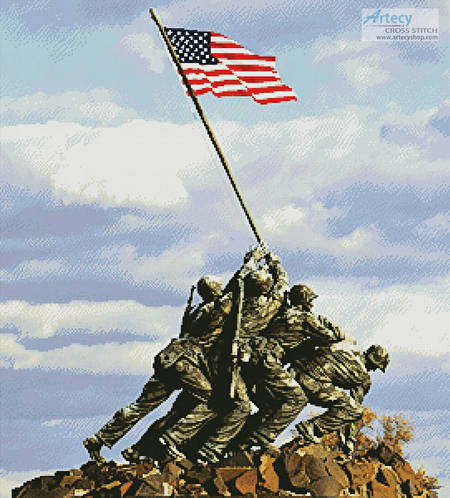cross stitch pattern Iwo Jima Memorial