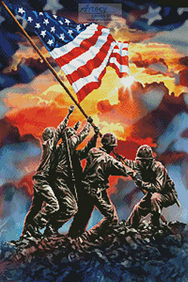 cross stitch pattern Iwo Jima Painting