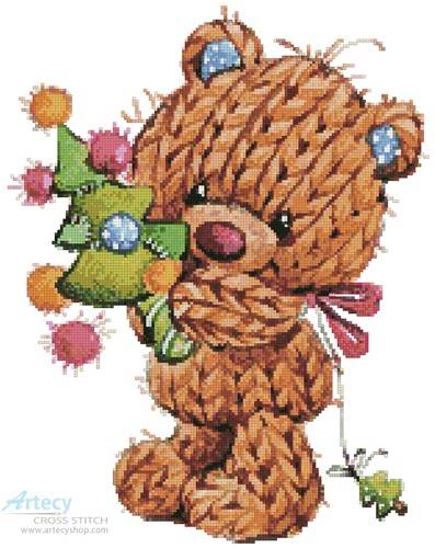 cross stitch pattern Knitted Christmas Teddy