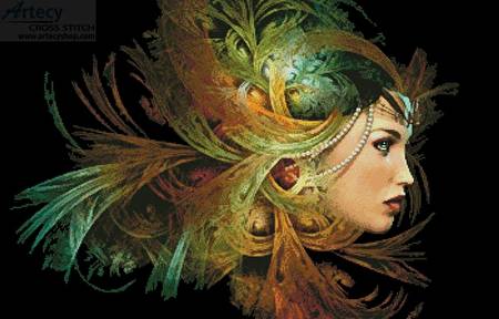 cross stitch pattern Lady with Elegant Headdress