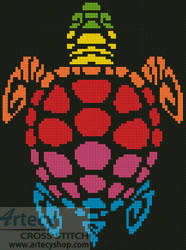 cross stitch pattern Mini Rainbow Turtle