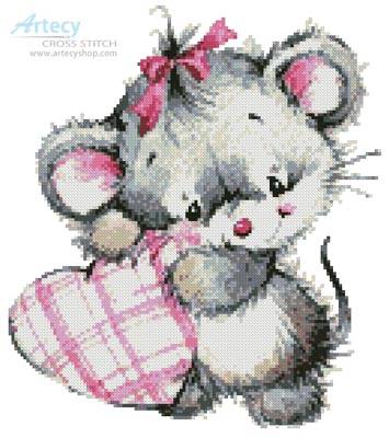 cross stitch pattern Mouse with Heart