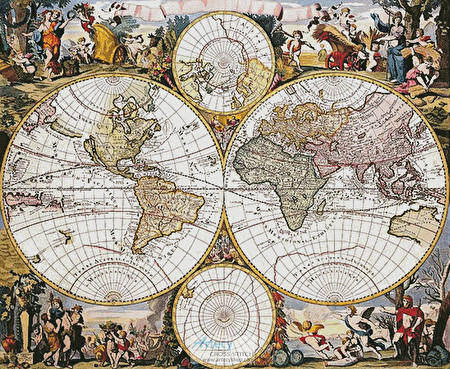 cross stitch pattern Old World Map (Large)