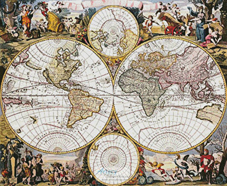 cross stitch pattern Old World Map