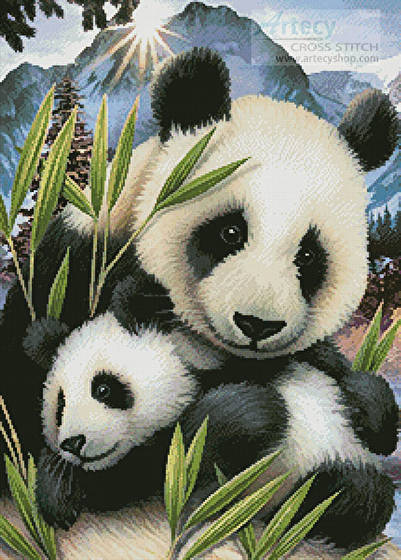 cross stitch pattern Panda and Cub