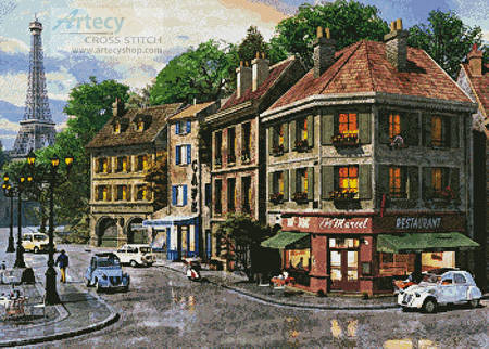 cross stitch pattern Paris Streets