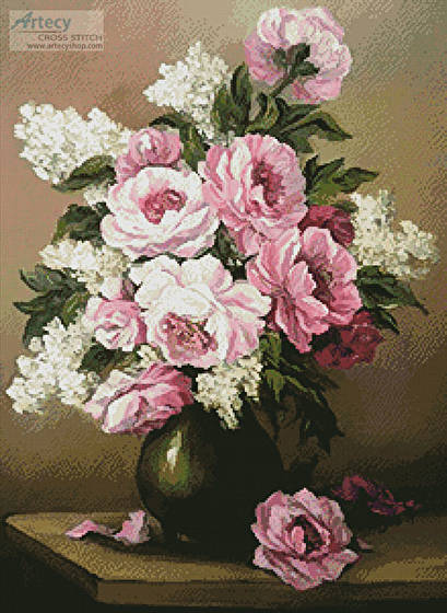 cross stitch pattern Peony and Lilac
