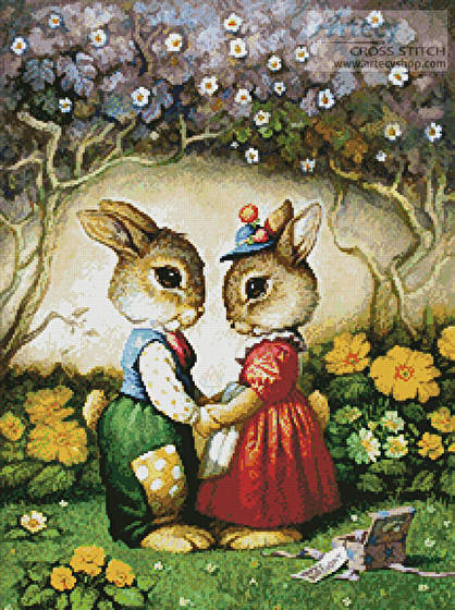 cross stitch pattern Rabbits New Hat