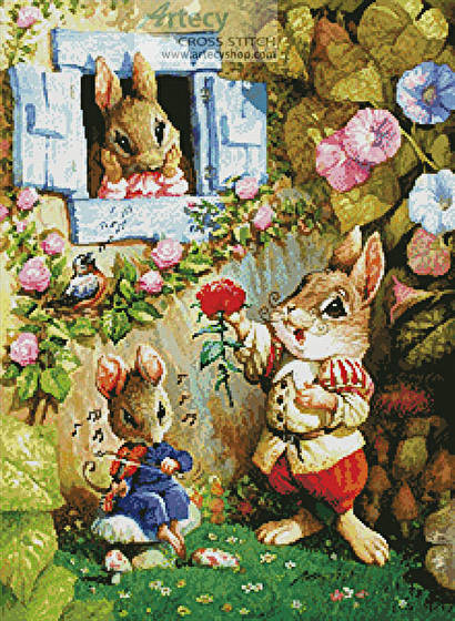 cross stitch pattern Rabbit Singing