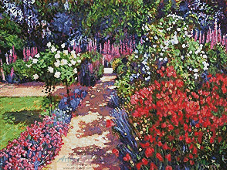 cross stitch pattern Romantic Garden Walk