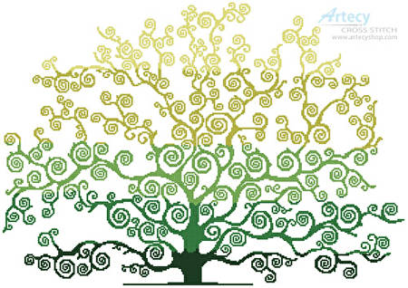 cross stitch pattern Summer Tree Silhouette