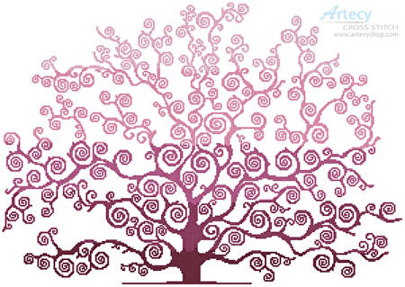 cross stitch pattern Spring Tree Silhouette