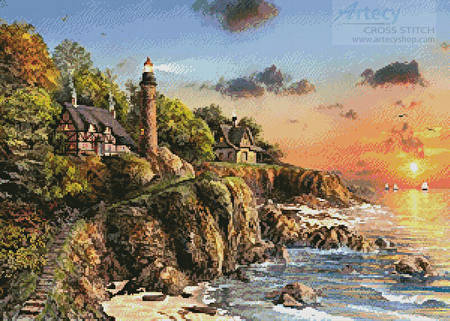 cross stitch pattern Sunset at Craggy Point