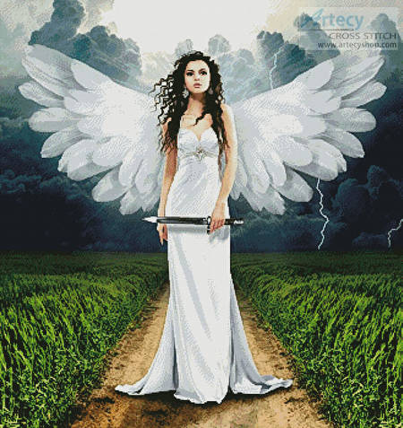 cross stitch pattern Storm Angel