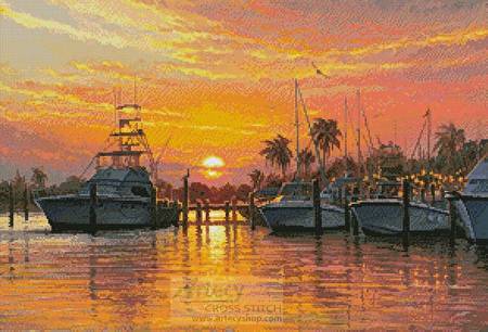 cross stitch pattern Sunset Harbor