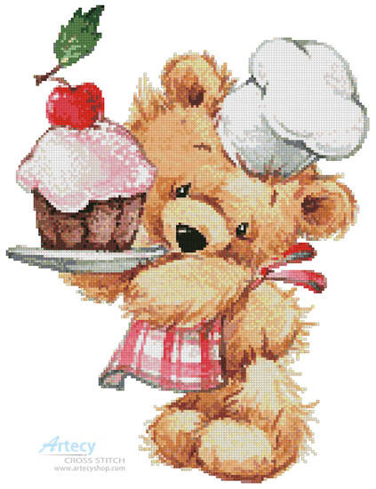 cross stitch pattern Teddy Chef