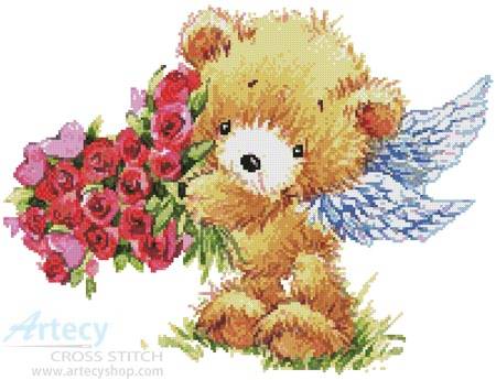 cross stitch pattern Teddy Angel
