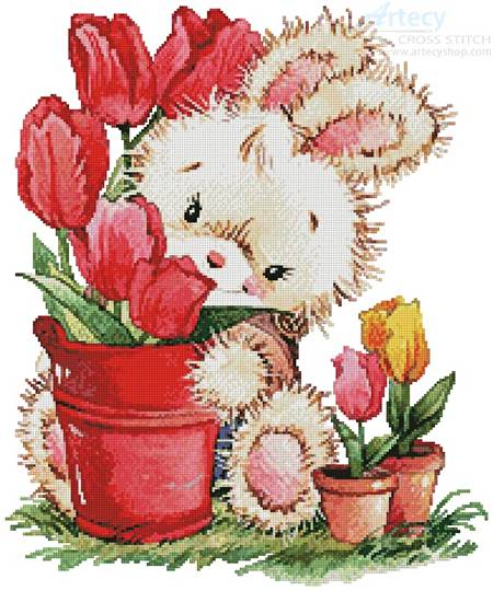 cross stitch pattern Tulip Bunny