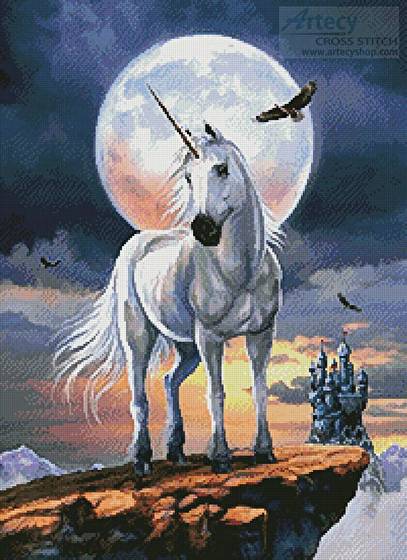 cross stitch pattern Unicorn in Moonlight