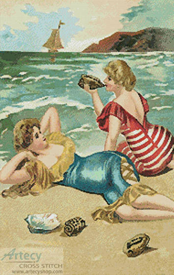 cross stitch pattern Victorian Bathers