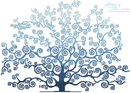cross stitch pattern Winter Tree Silhouette