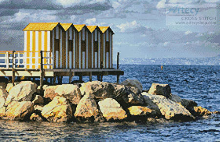 cross stitch pattern Yellow Huts
