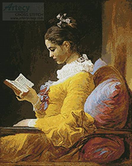 cross stitch pattern Young Girl Reading