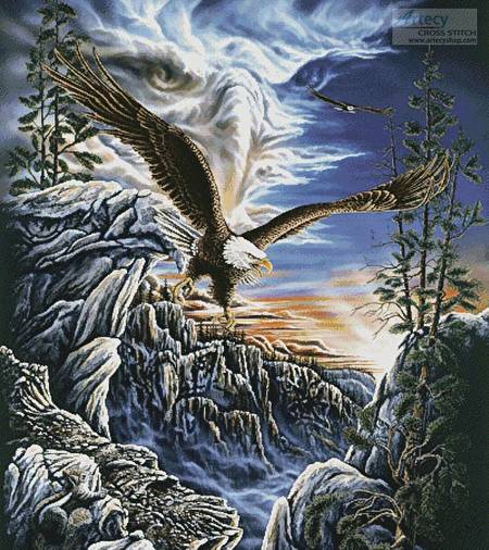 cross stitch pattern 10 Eagles (Cushion)