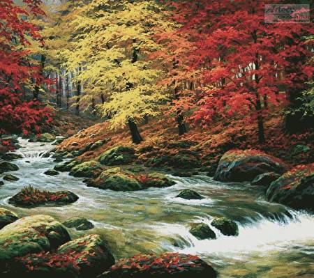cross stitch pattern Autumn in Boulder Creek (Cushion)