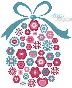 cross stitch pattern Abstract Floral Easter Egg