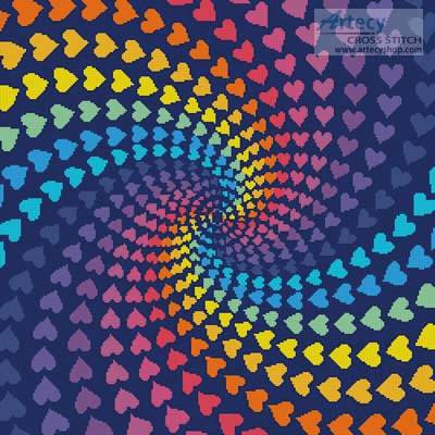 cross stitch pattern Abstract Rainbow Heart Design