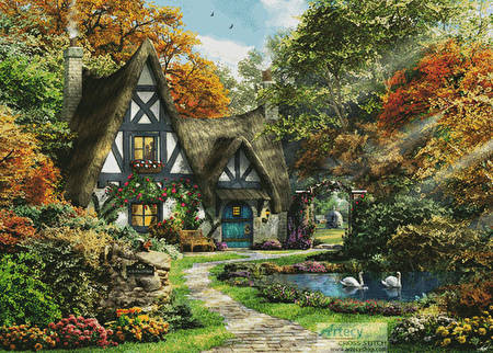 cross stitch pattern The Autumn Cottage (Large)