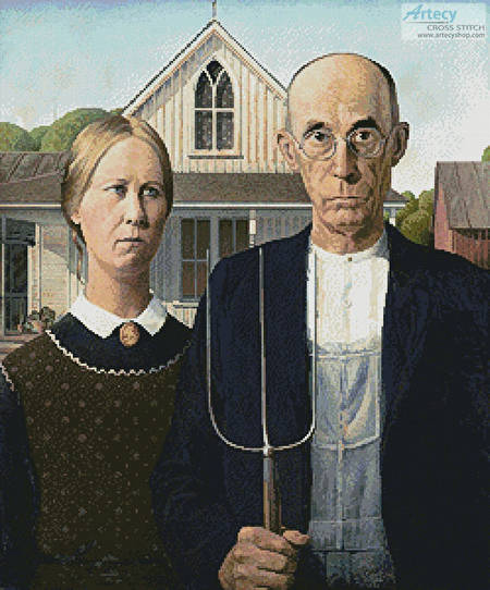 cross stitch pattern American Gothic