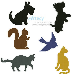 cross stitch pattern Animal Silhouettes