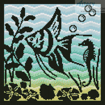 cross stitch pattern Aquarium Silhouette 3