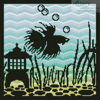cross stitch pattern Aquarium Silhouette 4