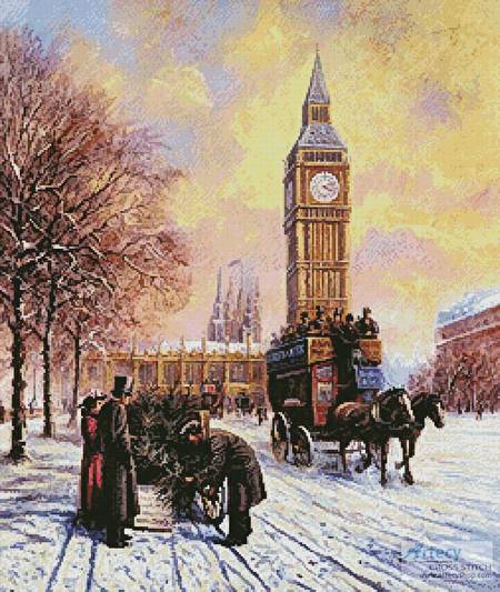 cross stitch pattern Big Ben at Winter