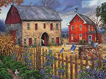 cross stitch pattern The Blue Bird Song