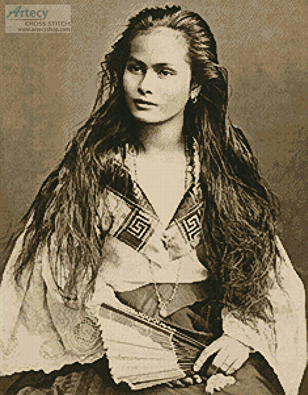 cross stitch pattern Beautiful Chinese Filipino Woman