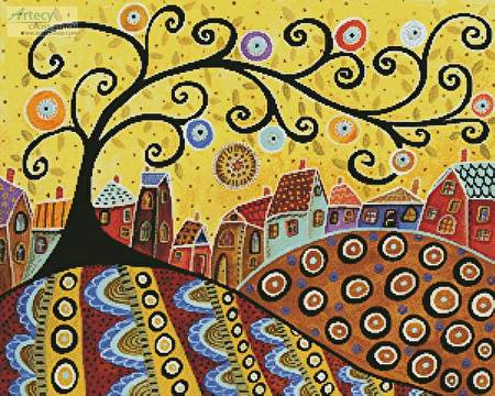 cross stitch pattern Blooming Village 1