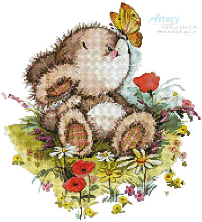 cross stitch pattern Bunny Butterfly