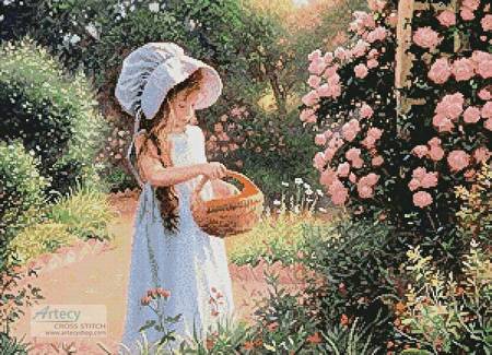 cross stitch pattern Basket of Petals