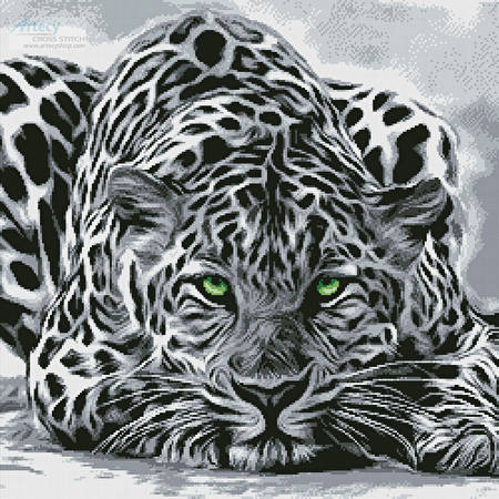 cross stitch pattern Black and White Leopard