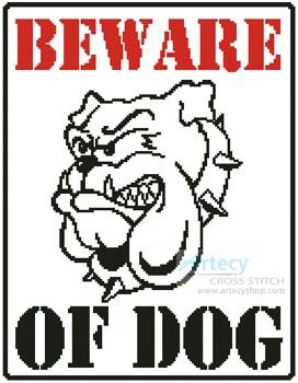 cross stitch pattern Beware of Dog